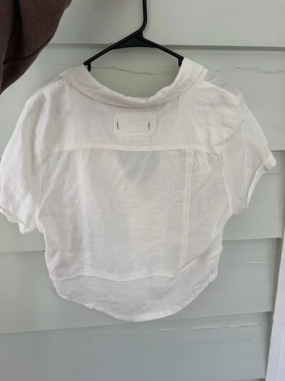 We The Free White Linen Button-Front Crop Shirt - Picture 3 of 3